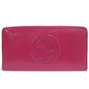 Gucci Soho long wallet round zipper Vernis Patent leather purple